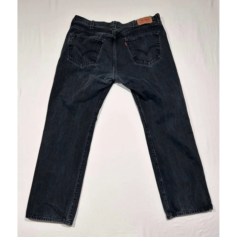 Levis 501 Original Fit Jeans Mens 40x32 Washed Black Straight Leg Button Fly